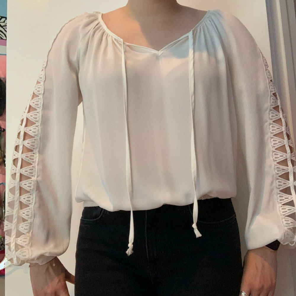 off-white long sleeve blouse